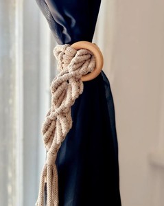 Macrame Curtain Tiebacks: Boho Window Decor, Eco-Cotton Cord - Product Image 2