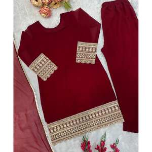 Conjunto de ropa de fiesta para mujer de diseñador Plazzo Dupatta - Product Image 3