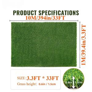 3ft X 32ft Premium tappeto erboso artificiale fori di drenaggio spessi 0.6 pollici/1.5cm erba finta gomma di supporto per animali domestici interni/esterni - Product Image 2