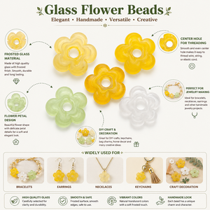 Cuentas de Vidrio con Forma de Flor, Hechas a Mano, Acabado Esmerilado, con Orificio Central, para la Creación de Joyería, Manualidades y Decoración - Product Image 6