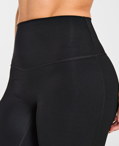 High Waist <b>Flared</b> <b>Leggings</b> Full Length Solid Black Spandex Nylon Knitted Stretch Breathable Soft Comfortable Women's All Seasons - Product Image 4