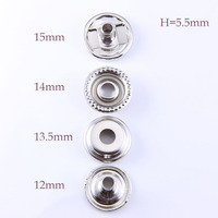Kancing Tekan Bulat Kuningan Nikel 4 Bagian Model CP02 untuk Jeans 15mm Buatan Taiwan