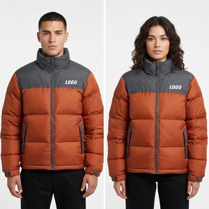 High Street 2026 Men'<b>s</b> Polyester Puffer <b>Jacket</b> OEM Service Custom Hooded Stand Collar Eco-Friendly Casual Coated Front Plain - Product Image 5