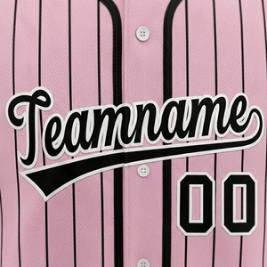 Maillot de baseball personnalisé en gros, rose à rayures fines, uniforme d'équipe, chemise de baseball sublimée avec nom et numéro - Product Image 6