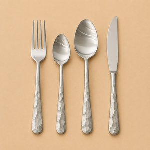 Hot Selling Hammered Stainless Steel Flatware Set <b>Mirror</b> Polish Finish Ergonomic Grip Premium Cutlery for Elegant Dining Table - Product Image 1