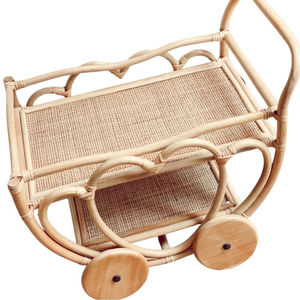 Carrito de Té de Mimbre Hecho a Mano, Juguete para Niños, Juego de Cocina de Mimbre Natural Seguro, de Vietnam, Venta al Por Mayor - Product Image 2
