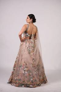 Indian Traditional Designer Net Lehenga Choli with <b>Sequins</b> Dori and Thread Work for Wedding Wear for Women Floor Length Fit - Product Image 3