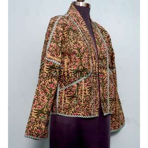 Veste d'hiver en coton 100% kantha indienne vintage, matelassée, faite à la main, confortable et respirante pour femmes et filles - Product Image 4