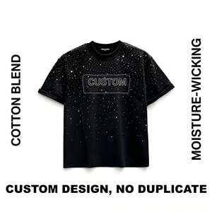 Camiseta Personalizada para Hombre OEM, Camiseta de Verano para Hombre, Bordada con Pedrería, Corte Holgado, Informal, Antiarrugas, Estilo Urbano, 100% Algodón - Product Image 4