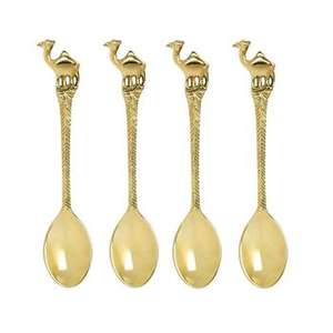 Ensemble de couverts élégants en acier inoxydable de 4 pièces avec poignées en chameau doré Couverts de mariage plaqués or de style américain - Product Image 6