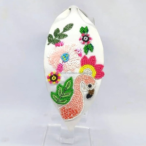 Alta calidad hecho a mano ecológico Floral bordado con cuentas mujeres niños ajustable tela multicolor banda para el cabello moda - Product Image 1