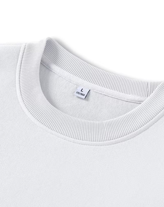 Men's White Crew Neck Oversized Woven Fleece Pullover Solid Color Minimalist Breathable Polyester Sweatshirt Winter Wear - Product Image 3