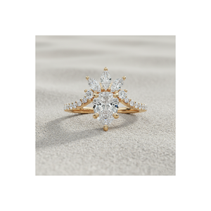 Anillo de Compromiso con Diamante Cultivado en Laboratorio, Chapado en Oro Rosa, Corte Marquesa Vintage, Halo, Fabricante de Joyería Personalizada OEM ODM Stonewels - Product Image 1