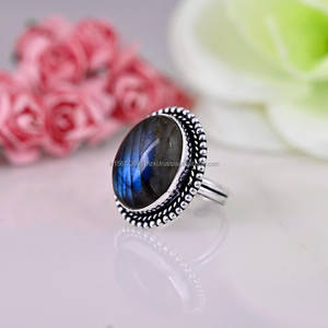 Bague en argent 925, bague en pierres précieuses, bague, bague bohème, bague femme faite à la main, bague Vintage, cadeau Labradorite pour elle - Product Image 3