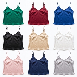 Blusa de Verano para Mujer, de Satén, con Tirantes Finos, Estampada o de Color Liso, Corte Regular, Tela Suave, para Uso Diario, Diseño Simple Personalizado - Product Image 5