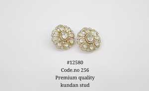 ต่างหูแบบติดหู 12580Kundan ดีไซน์ดอกไม้โบราณ ทำจากทองเหลือง ประดับพลอยสีเขียวชมพู สำหรับผู้หญิง - Product Image 6