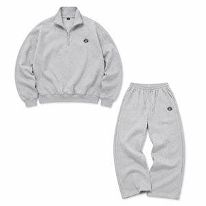 Custom Chest Logo Grey Fleece Men's Quarter Zip Tracksuit with <b>Set</b> Relaxed Fit Joggers and Top Soft Sweat for Streetwear Brands - Product Image 3