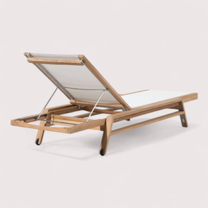 Chaise longue confortable en teck durable, idéale pour la détente en extérieur, résistante à la chaleur, en promotion. - Product Image 5