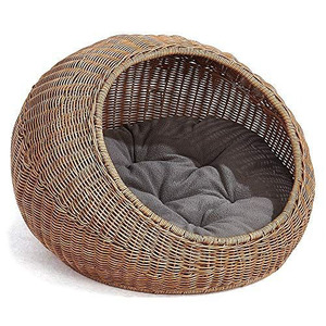 High Quality Customized OEM Indoor Cat <b>Bed</b> Handmade Rattan Cotton Pet Cage Animal Pattern Button Belt Spring Summer Direct - Product Image 4