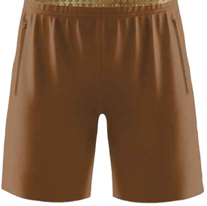 Unisex Brown Solid Shorts Elastic Waist With <b>Pockets</b> Sports Wear - Product Image 3