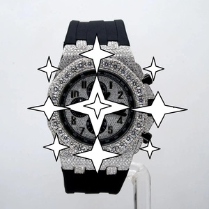 <b>Automatic</b> Luxury Sport Stainless Steel <b>Chronograph</b> Watch Crystal Mechanical Movement Fully Moissanite Bracelet Hip Hop Style - Product Image 1