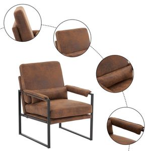 Sedia a dondolo singola in ferro stile Mid-Century con tessuto arancione bronzato, sedia da interno per il tempo libero, ideale per soggiorno e centri commerciali - Product Image 2