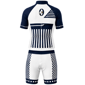 Navy Blue White <b>Cycling</b> Jersey <b>Shorts</b> Set <b>Short</b> Sleeve Full Zip Quick Dry <b>Padded</b> Bicycle Racing Team Training Performance Sports - Product Image 2