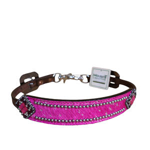 Conjunto de cuello de cabeza y pecho de cuero de vaca rosa: tachuela de caballo occidental - Product Image 4
