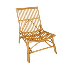 Chaise de salle à manger en rotin à lattes verticales sans accoudoirs, minimaliste, faite à la main, pour appartement contemporain - Product Image 1