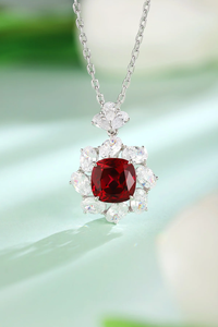 Cushion Cut <b>Ruby</b> <b>Necklace</b> In 925 Silver Classic Women's Jewelry For Wedding - Product Image 2
