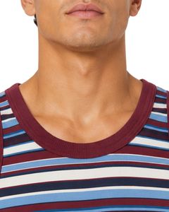 <b>Maroon</b> Blue Striped Men Cotton Tank <b>Top</b> Sleeveless Vest Casual Summer Gym Fitness Shirt Breathable Loose Fit Streetwear Tank <b>Top</b> - Product Image 4