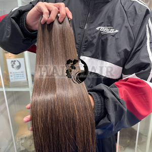 Meilleure qualité 100% vierge vietnamien Hali ruban de tissage naturel droit non traité Super Double extrémités dessinées Extensions de cheveux humains - Product Image 1