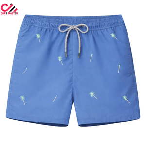 Shorts de bain décontractés pour hommes, taille élastique, 100 % polyester avec filet, caleçons de plage en nylon, shorts de course à cordon de serrage - Product Image 1