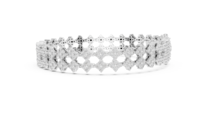 Pulsera de Oro Rosa con Diamantes de Corte Ovalado en Oro Sólido de 14K, Bañada en Oro, con Eslabones Geométricos Agrupados, Regalo - Product Image 5