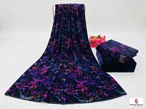 Soft Multicolor Foil Printed Velvet Fabric Premium Garments Dresses Kaftans Fashion Wear Home Textile OEM - Product Image 5