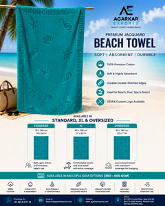 Toalla de Playa de Algodón Jacquard Premium, Suave y Absorbente, para Piscina, Spa y Resort, con Logotipo Personalizado, Fabricante OEM, 350-600 GSM - Product Image 2