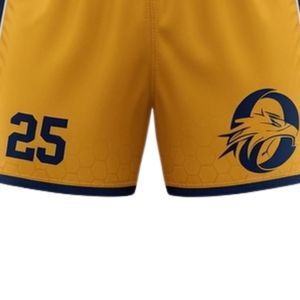 Pantalones Cortos de Lacrosse Unisex en Dorado y Azul Marino, de Poliéster, Ajuste Atlético, Ligeros, Uniformes Deportivos, Ropa para Entrenamiento y Partidos de Equipo - Product Image 6