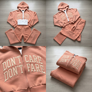Women Customized Embroiled Print Front Zipper Track Suit 400 GSM High Quality Eco-Friendly Cropped Sweatshirts <b>Pants</b> Set Ladies - Product Image 4