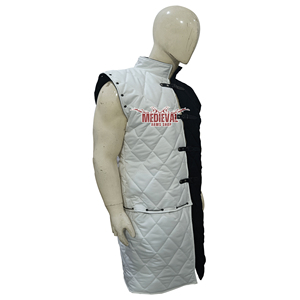 Armadura Aketon Medieval Negra Unisex de Alta Calidad Hecha a Mano con Cuello Alto y Manga Larga, Acolchada de Algodón y Cuero - Product Image 5