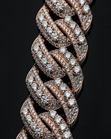 Pulsera de Lujo con Eslabones Cubanos de Oro Rosa y Diamantes Cultivados en Laboratorio, Estilo de Joyería de Diseñador Totalmente Cubierto de Diamantes
