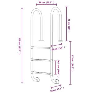 Échelle de piscine moyenne en acier inoxydable 304 argenté – Durable – Autre catégorie de produits - Product Image 6