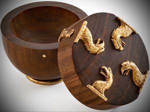 Best Seller Handmade Wooden Storage Bowl Brass Animal Lid Decorative Organizer Luxury Home Table Decor For Modern Interior Style - Product Image 2