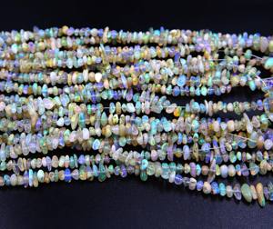 Perles d'opale éthiopienne naturelle multicolore à reflets multiples, opale de forme fantaisie lisse, environ [taille en cm]. 7x3MM à 4x3MM Longueur de 16 pouces - Product Image 1