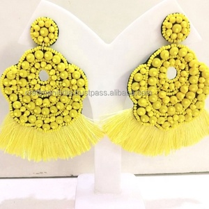 Dernières boucles d'oreilles haute couture classique style goutte libre perlé gland perles de rocaille conception de goujon coloré pour les anniversaires de mariage - Product Image 1