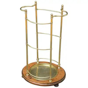 Porte-parapluies classique en laiton antique avec design cannelé pour entrée de maison, support décoratif autoportant - Product Image 1