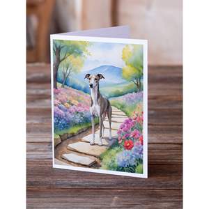 Whippet Spring Path A7 <b>Greeting</b> <b>Cards</b> Pack of 8 Blank <b>Note</b> <b>Cards</b> with Envelopes Whimsical 5x7 Size - Product Image 2