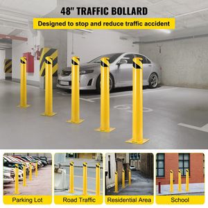 Poteau de sécurité en acier thermolaqué jaune 48''x4,5'', barrière de circulation Ø4,5'' DE, 4 barrières de sécurité offertes - Product Image 2