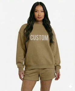 Nouvelle collection 2026 : Ensemble court streetwear décontracté en polaire pour femme, col montant, longueur genou, avec logo brodé sur le devant – Vente en gros - Product Image 5