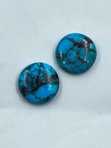 Natural Turquoise Top Quality Blue <b>Colour</b> Rounded Shape 40.25Cts 2Pcs For Jewelry Making - Product Image 1