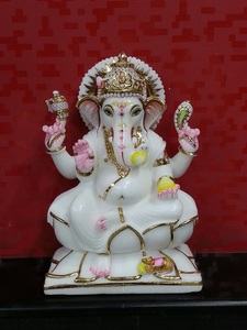 รูปปั้นพระพิฆเนศที่มีเอกลักษณ์เฉพาะตัวจากหินอ่อนสีขาว - Product Image 6